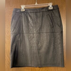 CAbi Black Faux Leather Pencil Skirt